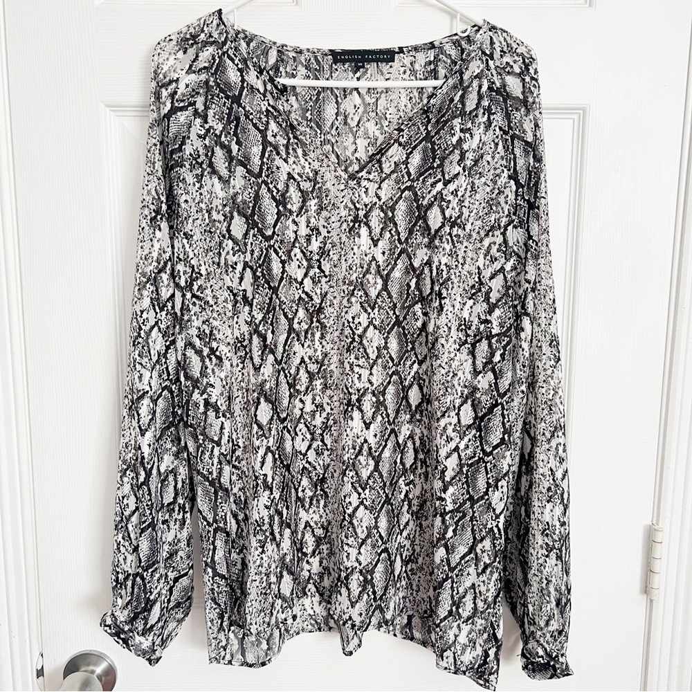 English Factory | Metallic Snake Print Blouse